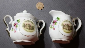 1960-70s New Salem Illinois Abraham Lincoln Berry Store sugar bowl & creamer - - Picture 1 of 1