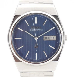Vintage Seiko King Quartz 5856-8070 blaues Zifferblatt Day-Date Herrenuhr Japan 1978 - Bild 1 von 13
