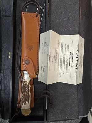 Vintage PUMA 11 3584 Rudemann 40 Stag Handle W/Sheath & Display Box - Image 1 of 4