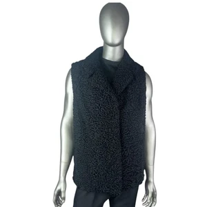 Men’s Black PERSIAN LAMB Vest, Sz 4XL, Certified Vintage Fur w/Storage Bag - Picture 1 of 10