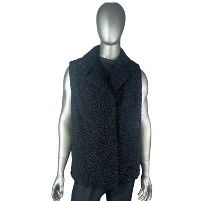 Men’s Black PERSIAN LAMB Vest, Sz 4XL, Certified Vintage Fur w/Storage Bag - Image 1 of 4