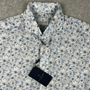 NUOVA camicia Emanuel Berg cotone lino floreale manica lunga bottoni M/L uomo 41/16 - Foto 1 di 9