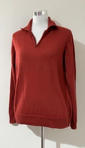 Jillian Size 14 Jumper 100% Wool Burnt Orange Zip Collar So Soft! - Picture 1 of 5