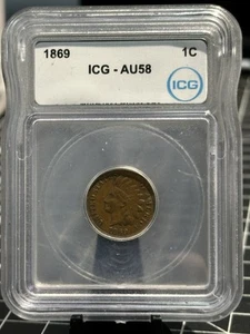 1869 Indian Head 1c ICG AU58 - Picture 1 of 4