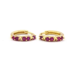 0.50-0.75 Ct Ruby Prong Earrings 10k Solid Yellow Gold - Picture 1 of 6
