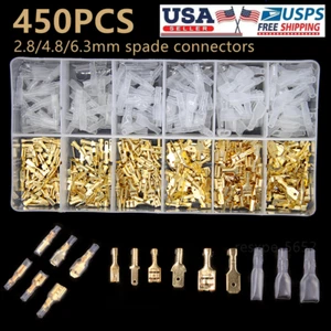 450 STCK. Elektrische Crimp Messing Buchse Spaten Klemmen Verbinder Isolierhülse - Bild 1 von 8