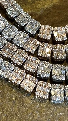 ROSE & WHITE 10k GOLD / DIAMOND NECKLACE 18 CTTW / 22INCH / 39 GRAMS  / 5mm - Image 1 of 4