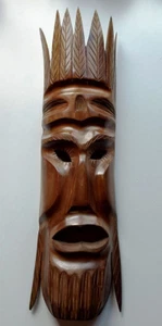 Afrikanische Holzmaske 59 cm - handgeschnitzt, braun - Bild 1 von 8