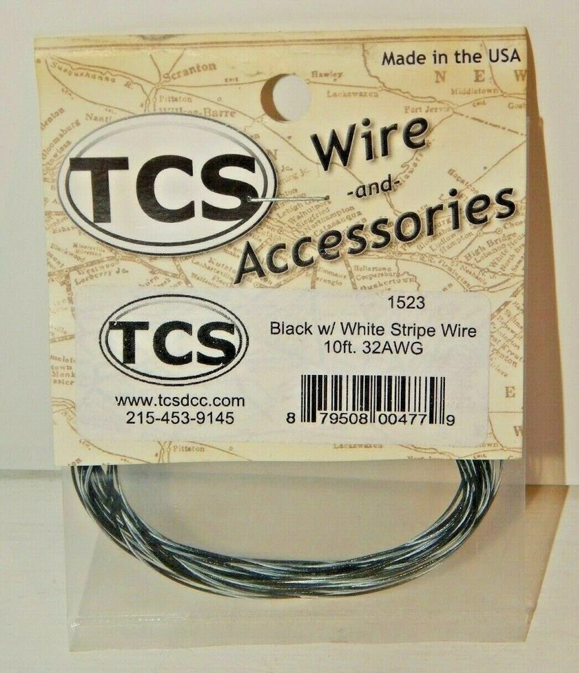 TCS #1523 Black & White Striped Wires 10 feet 32 AWG NEW - Image 1 of 1