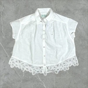 American Eagle Shirt Womens XS White Boho Oversized Resort Lace Cutout NWT - Picture 1 of 10