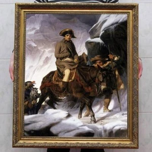 Handmade Old Master-Art Antique Oil Painting Napoleon crosses the Alps on Canvas - Picture 1 of 2