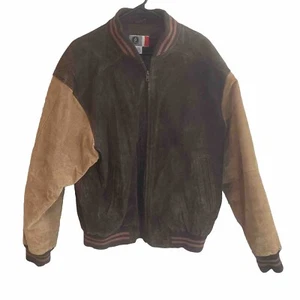 Arizona Jeans Co. Men's Suede Leather Letterman's Jacket Size L, Quilted Lining - Picture 1 of 14