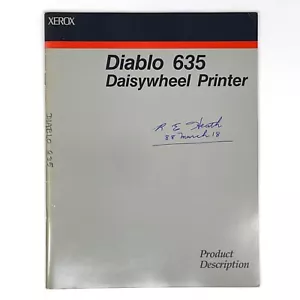 Product Description Manual - Xerox Diablo 635 Daisywheel Printer 1985 601E80100 - Picture 1 of 10