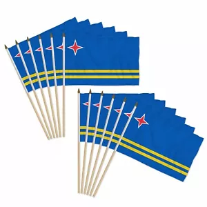 Paquete de 12 banderas de mano Aruba 12x18 pulgadas Aruba Country Stick - Imagen 1 de 2