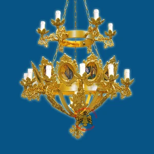 Orthodox Church Alumimium Electric Lights Chandelier Saints Icons Kronleuchter - Picture 1 of 14