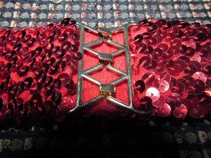 vtg 1970's RED Sequin Stretch Belt Free Shipping - Picture 1 of 3