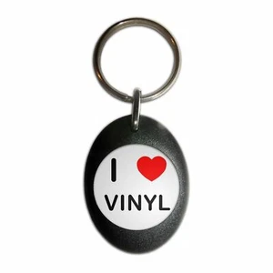 Vinyl I Love Heart Plastic Oval Key Ring (43mm x 32.5mm) - Picture 1 of 10