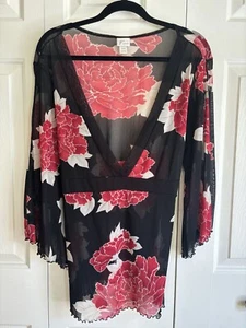 Blusa Venezia Talla 14/16 Cuello en V Transparente Lazo Atrás Manga Volantes y Dobladillo - Imagen 1 de 5