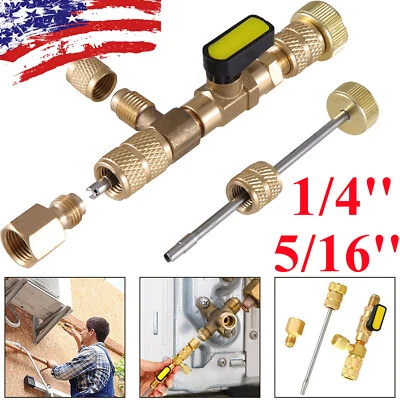 HVAC Tool AC Schrader Valve Core Remover Dual Size 1/4 and 5/16 Port Installer