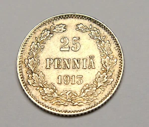 RUSSIA FINLAND 25 PENNIA 1913 OLD SILVER COIN (COMBINED SHIPPING) - Picture 1 of 2