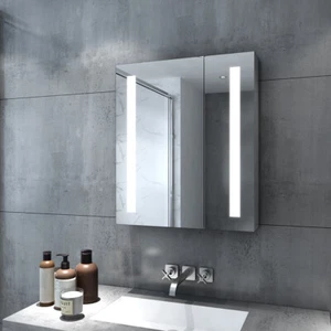 LED Illuminated Bathroom Mirror Cabinet With Shaver Socket Infrared Sensor IP44 - Picture 1 of 19
