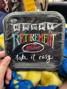 Retirement Chalk Small Square Plates, 8pk New!!! - Picture 1 of 2