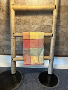 Wall-Leaning Bamboo Wood Towel Storage Display Ladder Rack Hand Crafted - Picture 1 of 7