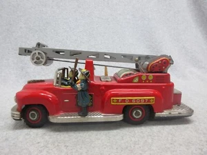 Working 1950 Tin Litho Battery-Op FIRETRUCK Ladder Truck NOMURA JAPAN FD 6097 - Picture 1 of 6