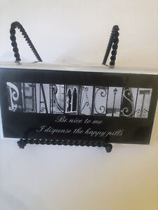 “PHARMACIST” Iron Art Black White Ceramic Plaque Sign Decor Diana Plauche Photo