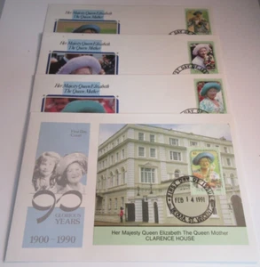 QE QUEEN MOTHER 90 GLORIOUS YEARS 4 FIRST DAY COVERS - GRENADINES OF ST VINCENT - Picture 1 of 11