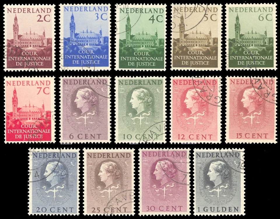 [OOS] Netherlands #MiDM27-MiDM40 Used 1951-1958 Intl Court Justice Juliana [O27- - Image 1 of 1