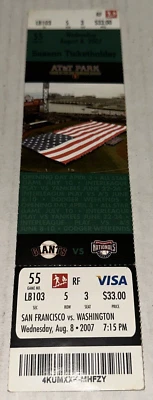 Barry Bonds Homerun #757 All Time HR Leader Full MLB Boleto Talón SELLO 8/8/2007 Foto 1 de 3