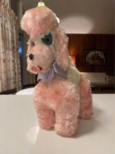 Vintage 50er 60er Jahre rosa Pudel Stofftier Karneval Preis - Bild 1 von 8