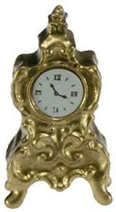 Dolls House Gold Mantle Clock 1:12 Scale Miniature Fireplace Accessory Ornament 