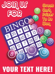 POSTER LAMINATO insegna pubblicitaria bingo su misura pub club testo sede data premio - Foto 1 di 1
