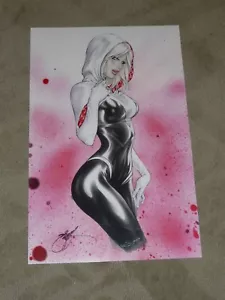 2018 LA COMIC CON SPIDER GWEN ART PRINT BY ERIC EBAS BASALDUA SIGNED 11x17 - Picture 1 of 1