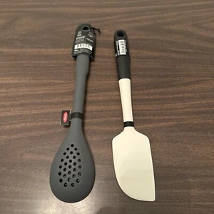 Lot Of 2 OXO Good Grips Silicone Slotted Spoon spatula New Grey White - Picture 1 of 5