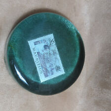 Super Rare Vintage Handmade Recycled Glass Paperweight Mauritius Stamp Collector