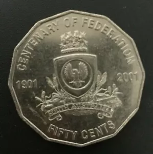 Circulated Australian 50c Fifty cent coin💰2001💰SOUTH AUSTRALIA - SA 💰 Rare - Bild 1 von 2