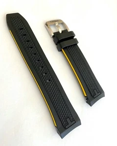 Original Tissot PRS516 For CASE-BACK # T079427A Black / Yellow Rubber Band Strap - Picture 1 of 5