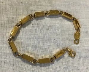 Vintage Napier rechteckige Kette Gold Metall Armband Hummer Verschluss 7 1/2" - Bild 1 von 3
