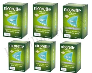 Nicorette Chewing Gum 2mg Original - 105 Pieces PACK OF 6 Expiry 2027 - Picture 1 of 2