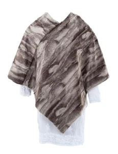 Damen Poncho grau-meliert 100% Polyester wärmend Winter Schal Überwurf 90x70 cm - Bild 1 von 1