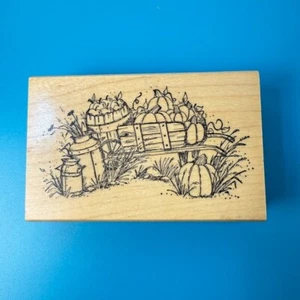 Fall Harvest~Pumpkin~Autumn~Milk Can~Rubber Stamp~3.75 "X 2.5"~Art Impressions - Picture 1 of 7