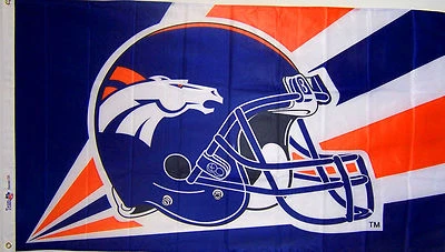 NUEVO 3x5 pies BANDERA CASCO DENVER BRONCOS genuino NFL Lic. #1 Calidad Hecho en USA Foto 1 de 4