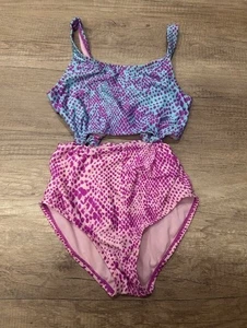 More Than Magic Girl's Purple/Blue/Pink Snake Print One Piece Swimsuit M (7-8) - Picture 1 of 2