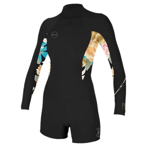 O'Neill Bahia 2/1mm Womens Back Zip Long Arm Shorty 2025 - Black / Mikah Floral - Picture 1 of 3