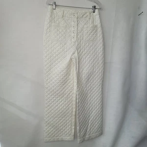 Royalty by Maluma x Macys Ivory Quilted Pants Women's Size 8 High Waist New - Picture 1 of 10