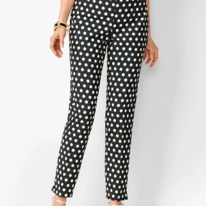 Pantalones RSVP by Talbots Talla 6 Negro Blanco Lunares Jacquard Tobillo Chatham - Imagen 1 de 8