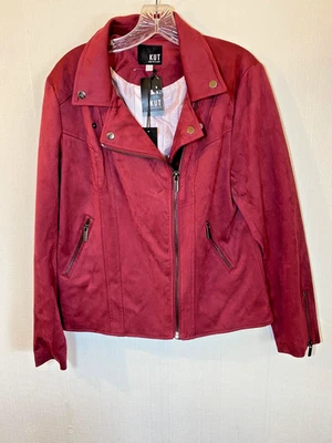 Kut From The Kloth  Faux Suede Burgundy Moto Jacket Draped Size XL - Image 1 of 4